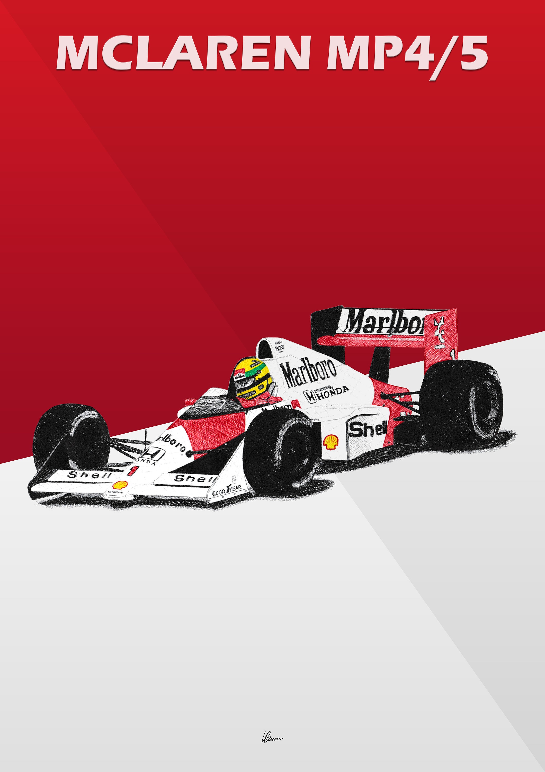 マクラーレン MP4/5 ポスター レーシングアイコン：F1 ウォールアート