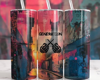 Generation X Tumbler Wrap, Retro Tumbler Style, 20 oz. Straight Tumbler Wrap Sublimation Design, Digital Download