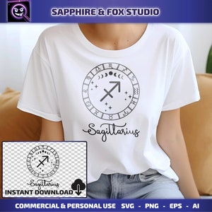 Sagittarius SVG, Zodiac Sign SVG, Cricut Cut File, Astrology Signs, Zodiac Shirt, Digital Download, Zodiac Clipart, Astrology Clipart