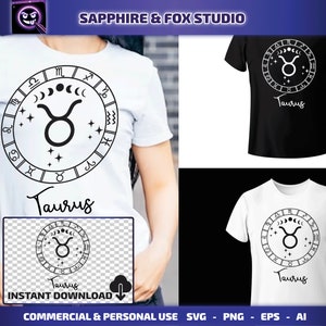 Taurus SVG, Zodiac Sign SVG, Zodiac SVG, Cricut Cut File, Zodiac Shirt, Digital Download, Astrology Clipart