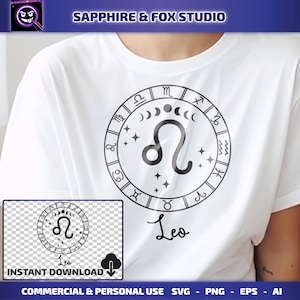 Leo SVG, Zodiac Sign SVG, Cricut Cut File, Zodiac SVG, Zodiac Clipart, Zodiac Symbols, Digital Download, Astrology Clipart