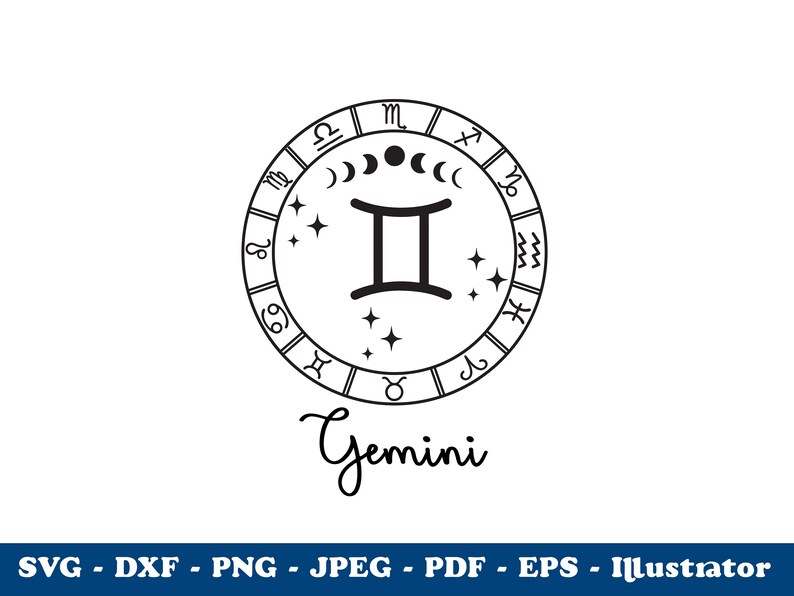 Gemini SVG Zodiac Signs SVG Cricut Cut File Astrology Etsy