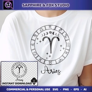 Aries SVG, Zodiac Sign SVG, Cricut Cut File, Zodiac Stickers, Zodiac SVG, Digital Download, Astrology Clipart