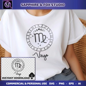 Maagd SVG, Zodiac SVG, Cricut Cut File, Zodiac Sign SVG, Zodiac Shirt, Hemelse svg, Digitale Download, Astrologie, Zodiac Stickers