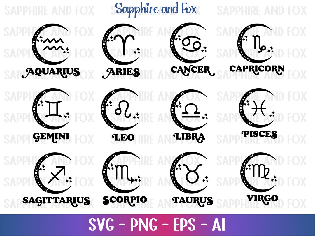 Zodiac Sign SVG Bundle, Zodiac Signs SVG, Cricut Cut File, Astrology ...