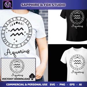 Verseau SVG, SVG signe du zodiaque, fichier de coupe Cricut, zodiaque SVG, svg signe du zodiaque, téléchargement numérique, clipart astrologie