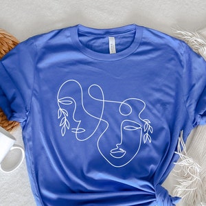Face Line Art T-Shirt, Abstract Face Drawing Shirt, One Line Art Shirt, Line Drawing Shirt, Floral Shirt, Minimalistic Tee, Unisex Adult Tee