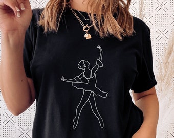 Ballerina Silhouette T-Shirt: Minimalist Ballet Dancer Gift