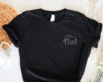 Elephant One Line Art T-Shirt: Minimalist Animal Lover Tee