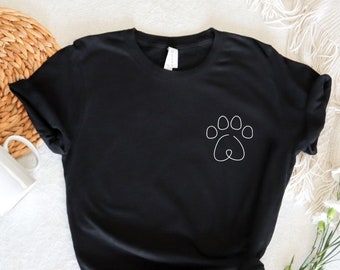Line Art Paw Print Shirt: Dog Lover Tee