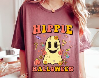Hippie Halloween Shirt: Retro Ghost Tee, Funny Halloween Party