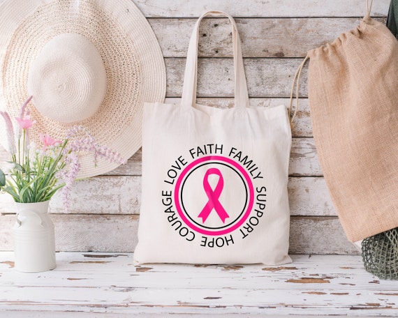 Pink ribbon tote bags hotsell