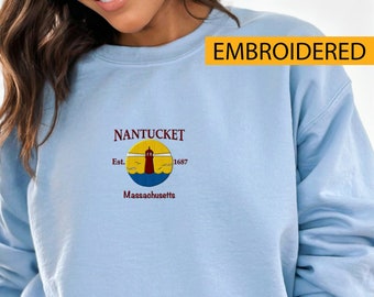 Embroidered Nantucket Sweatshirt: Summer Beach Crewneck