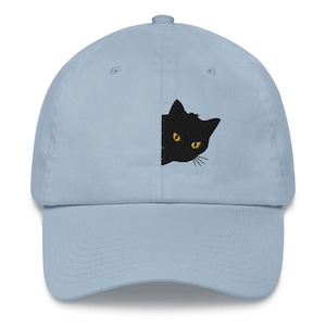 刺繍入り黒猫帽子、かわいいハロウィンキャップ、猫ママへのプレゼント、猫パパ野球帽、覗く猫キャップ、パパ帽子