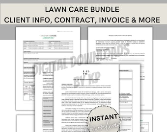 Lawn Care Business Bundle | Contract | Breach of Contract Letter | Landscape Bid | Client Service Information | Invoice | Letters