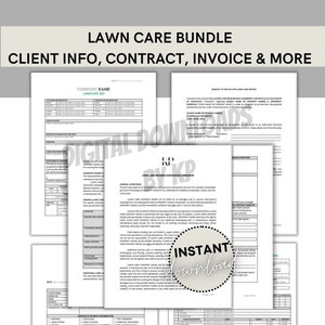 Lawn Care Business Bundle | Contract | Breach of Contract Letter | Landscape Bid | Client Service Information | Invoice | Letters