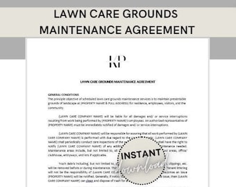 Lawn Care Grounds Maintenance Agreement  |  Lawn Care Contract  |  Service Agreement  |  Commercial Lawn Care Contract