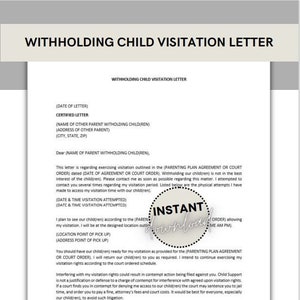 Carta de custodia de los hijos / Carta de retención de visitas de los hijos / Crianza compartida