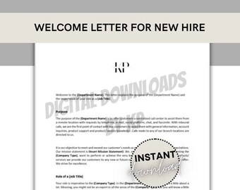 Welcome Letter  | New Hire  | Call Center  | Template | Customer Service
