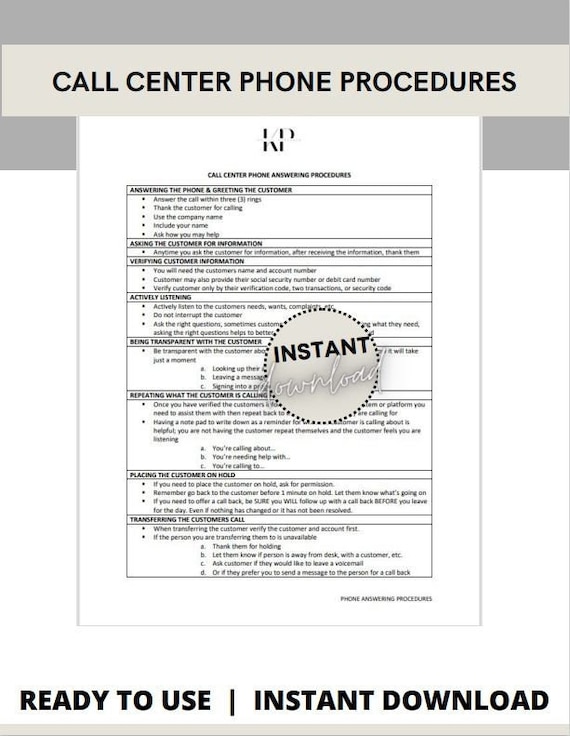 Customer Service Phone Answering Procedures | Call Center | Contact Center | Customer Service