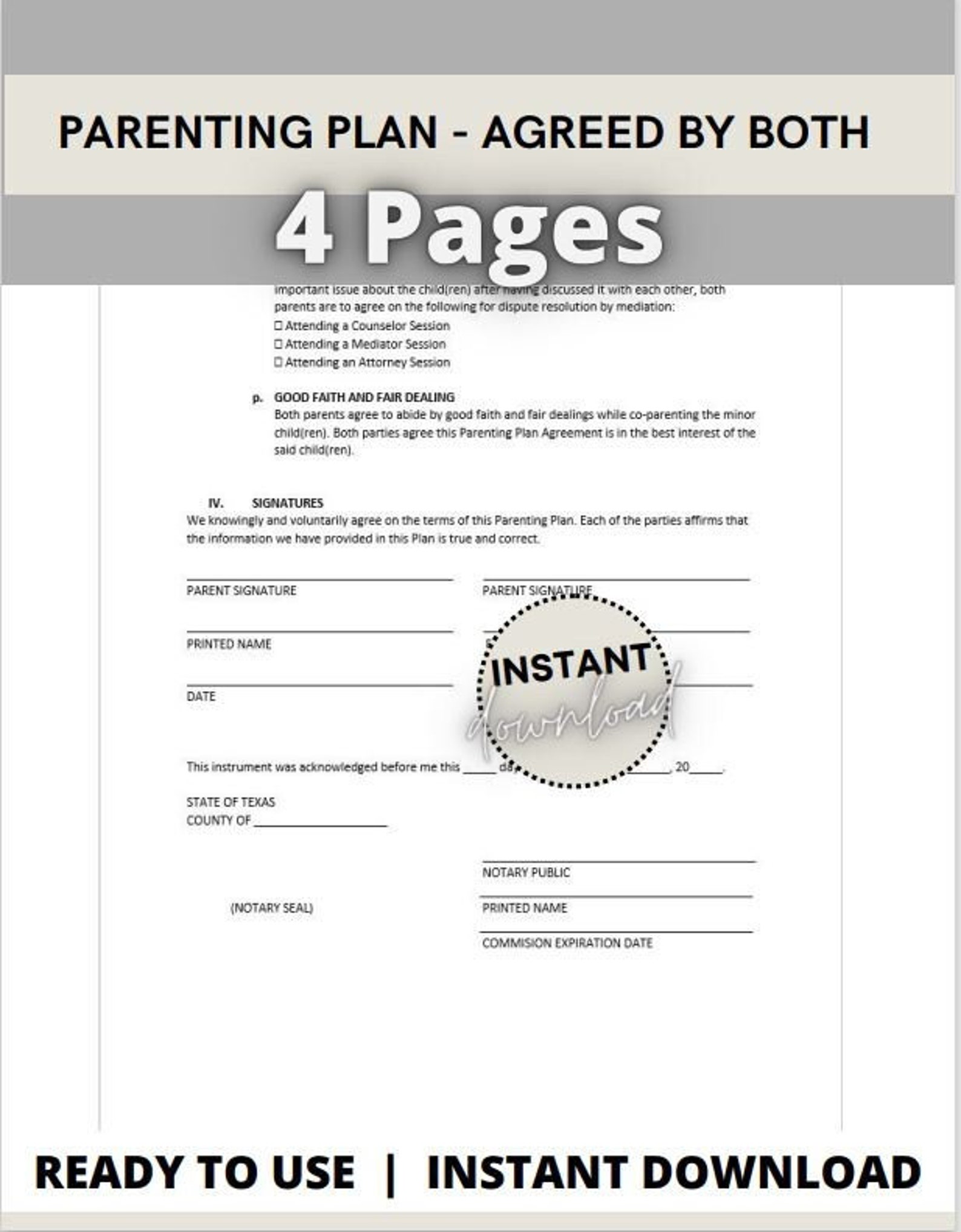 child-custody-parenting-plan-agreement-coparenting-etsy