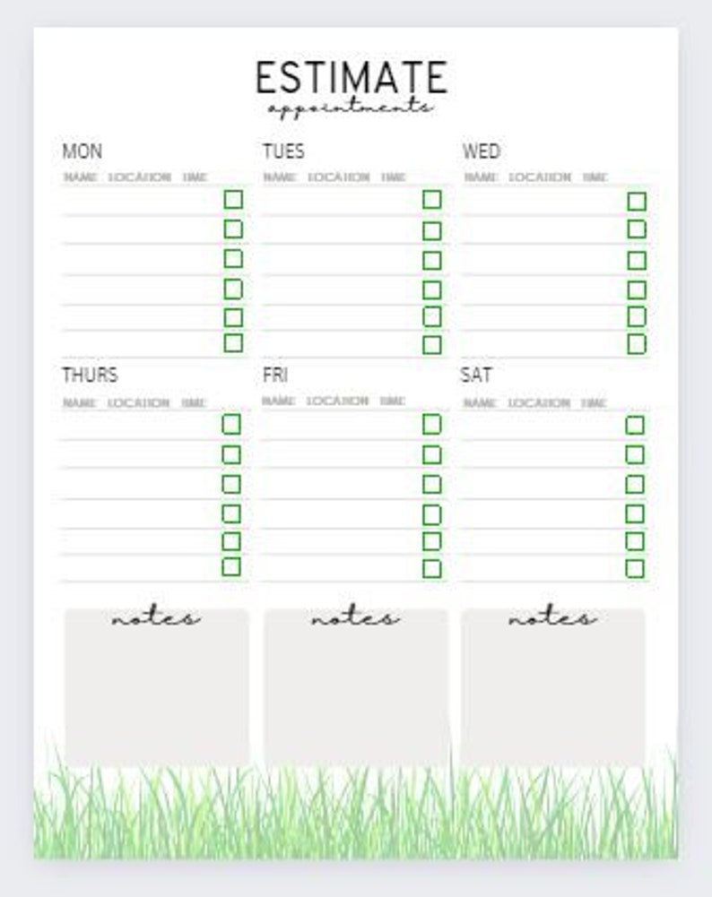 Lawn Care Planner Printable Templates | Calendar | Landscape Business ...