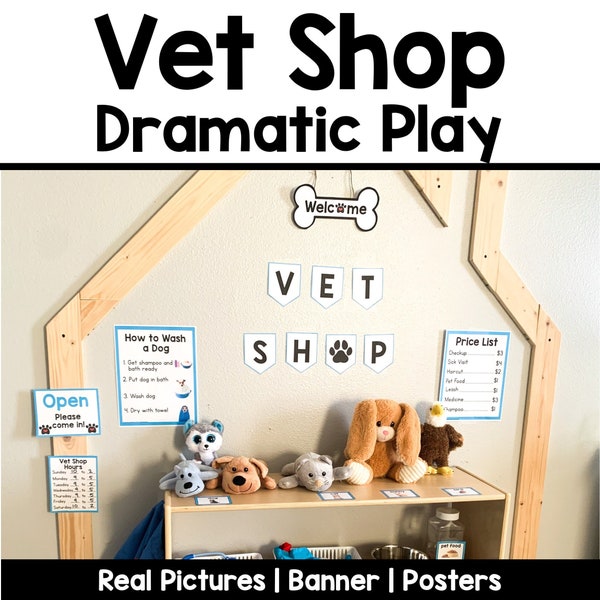 PRINTABLE Vet Shop Dramatic Play | Preschool Sensory Play | Elementary School | Teacher Printable | Pretend Play