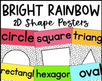 Bright Rainbow 2D Shape Posters | Dalmatian Print | Colorful Classroom Decor
