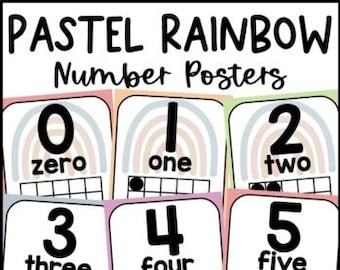 Pastel Rainbow Number Posters | Calm Classroom Decor | Printable Decor | Classroom Decor | Math | Numbers