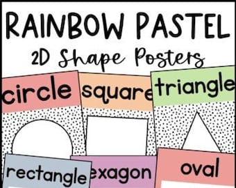 Pastel Rainbow Dalmatian 2D Shape Posters | Classroom Decor | Printable Poster | Math | Shapes
