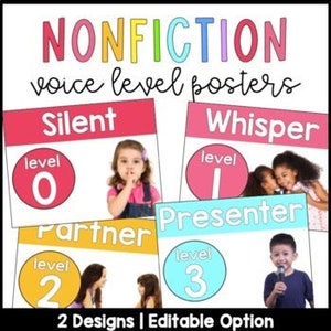 Real Picture Voice Level Chart | Nonfiction | Editable | Bright Rainbow | Printable Decor | Elementary Classroom | Homeschool