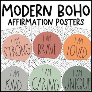 Modern Boho Affirmation Posters | Editable | Neutral Decor | Dalmatian Print | Printable Decor | Classroom Decor