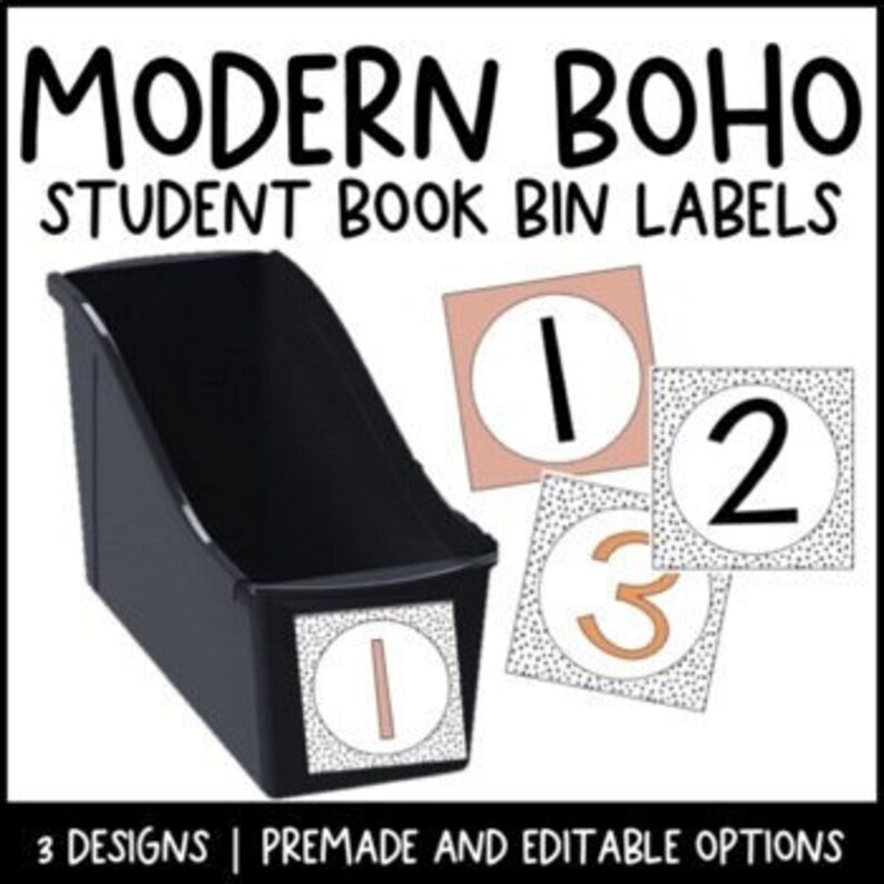 Modern Boho Student Book Bin Labels Editable Dalmatian Etsy