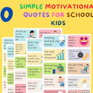 50 Printable Motivational Cards, Inspiration Cards, Lunch Box Cards, Kindness Cards, Encouragement Cards