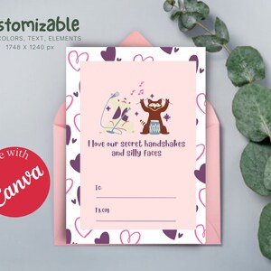 Cute Funny Kid Valentine&#39;s Day Wish Card, Editable Printable Canva Template
