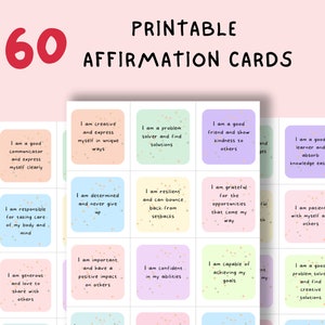 60 druckbare Affirmationskarten, Inspirationskarten, Motivationszitate, Lunchboxkarten, Freundlichkeitskarten, Ermutigungskarten