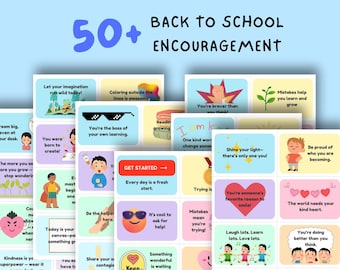 Back to School Quote Cards for Kids | 56 Printable Lunch Box Notes | Encouragement, Positivity, Motivation | Instant Download