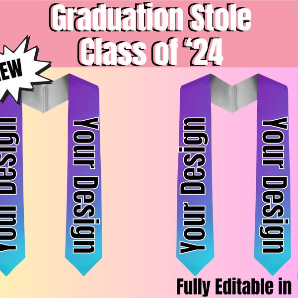 NEW 2024 Graduation Stole Mockup Bundle, Graduation Sash, Canva Frame Mockup for Graduation, Editable Graduation Mockup for Canva, 24 Grad