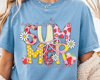 Sweet Summer Time PNG, Girly Summer Strawberry PNG, Retro Summer Sublimation Design, Summer Shirt Graphic, Instant Download
