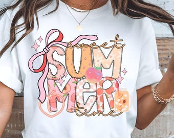 Sweet Summer Time PNG, Peachy Summer Vibes PNG, Girly Summer Shirt Design, Coquette Summer PNG, Just Peachy Aesthetic Sublimation File