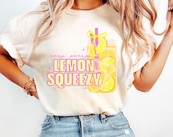 Easy Peasy Lemon Squeezy PNG, Summer Lemonade Sublimation File, Lemon PNG for Shirts, Summer Vibes DTF Design, Lemons Make Lemonade Art