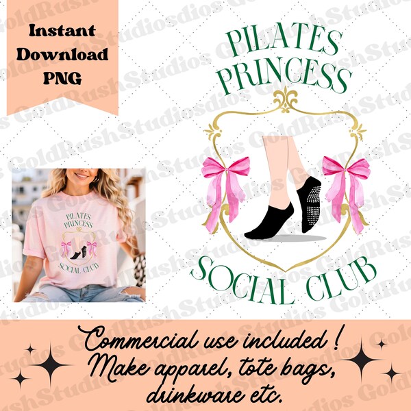 Pilates PNG, coquette clothes, Pilates Princess Social Club, balletcore, downtown girl,  Pilates instructor, pilates shirt, workout png