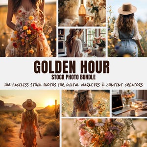 Golden Hour Faceless Marketing Stock Photo Bundle, Lifestyle Stock Photos for Content Creators