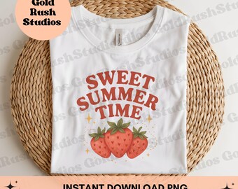 Süßer Sommer Zeit PNG, Kawaii Erdbeere PNG, Sommer Shirt Designs PNG, Sommer 2025 PNG, Niedliche Sommer Sublimation