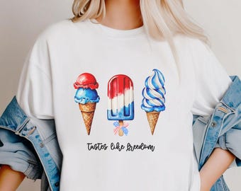 Helado coqueta del 4 de julio PNG, clipart rojo, blanco y azul, paleta patriótica coqueta PNG, descarga digital de sublimación de dulce verano.