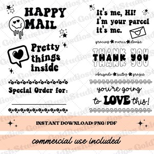 Printable Happy Mail Envelope Seal Stickers Commercial Use Print