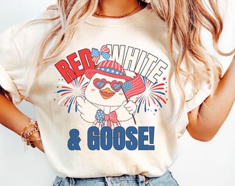 Patriotische Gans PNG, Rot, Weiß und Gans Clipart, 4. Juli Gans Sublimation, lustige Grafik zum Unabhängigkeitstag, USA Gans PNG für Cricut