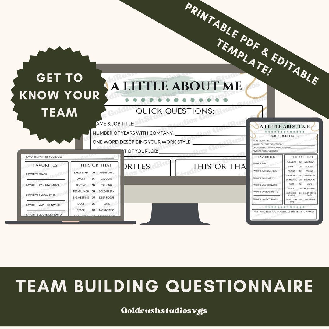 Get to Know Me Team Building Printable PDF & Editable Worksheet for ...
