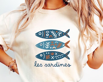 Les Sardines PNG Clipart, Vintage French Sardine Art Print, Fisherman Aesthetic Graphic, Coastal Kitchen Wall Art Download