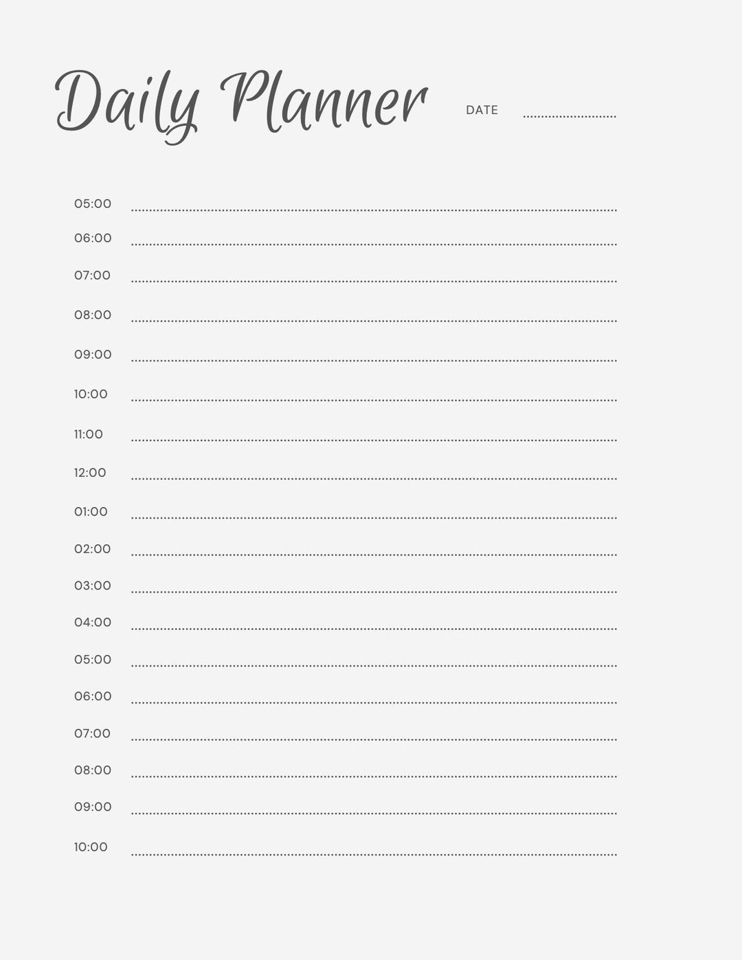 Daily Planner Printable, Minimal Daily Planner, Undated Daily Planner ...